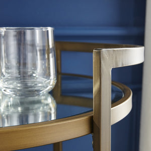 Homeroots Gold And Silver Metal And Mirrored Glass Bar Cart  Mirror 402580