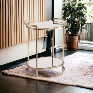 Homeroots Gold And Silver Metal And Mirrored Glass Bar Cart  Mirror 402580