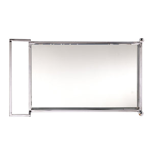 Homeroots Silver Metal And Mirrored Glass Rolling Bar Cart With Wine Storage   402582