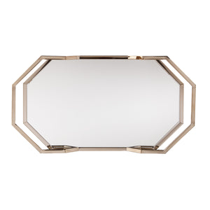 Homeroots Champagne Iron And Mirrored Glass Rolling Bar Cart   402583