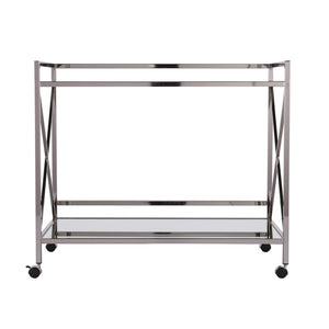 Homeroots Silver Metal And Mirrored Glass Bar Cart  Mirror 402584