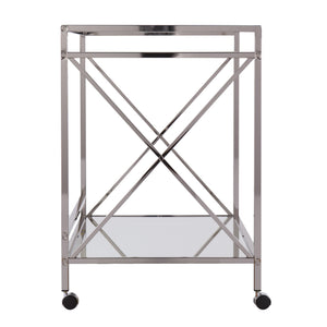 Homeroots Silver Metal And Mirrored Glass Bar Cart  Mirror 402584