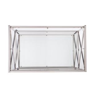 Homeroots Silver Metal And Mirrored Glass Bar Cart  Mirror 402584