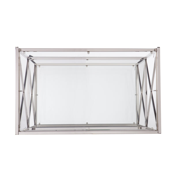 Homeroots Silver Metal And Mirrored Glass Bar Cart  Mirror 402584