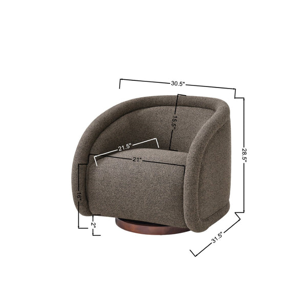English Elm Sabbo Bouclé Swivel Accent Chair Walnut Wood Base Cozy Reading Nook Seating N767P388923M