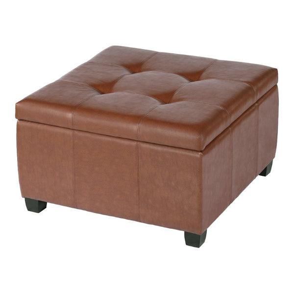English Elm Richmond Faux Leather Lift Top Storage Ottoman with Mid Century Rosewood Legs N767P360604C