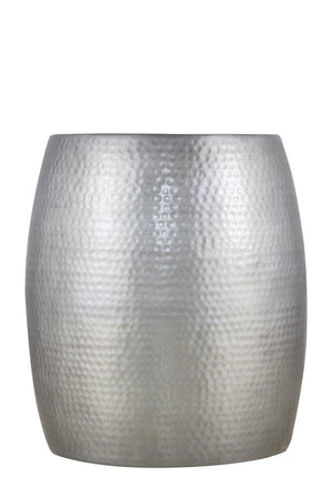 English Elm ET501 Hand-Hammered Drum End Table 21" Height — Textured Aluminum Accent Nightstand with Luxe Finish Silver B009P298419