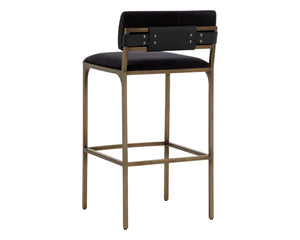 Sunpan MORI Barstool - Abbington Black Elegance with Plush Comfort, Gold Accents for Modern Interiors 112149