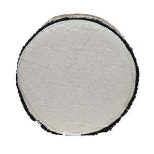 Homeroots 16" Beige Jute And Brown Round Abstract Ottoman   402695