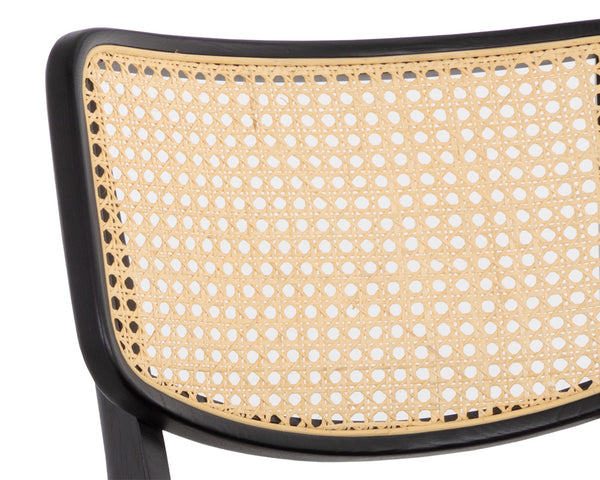 Sunpan Annex Counter Stool - Stylish Black Seat With Natural Rattan Back For Modern Dining Spaces Black Fabric 111843