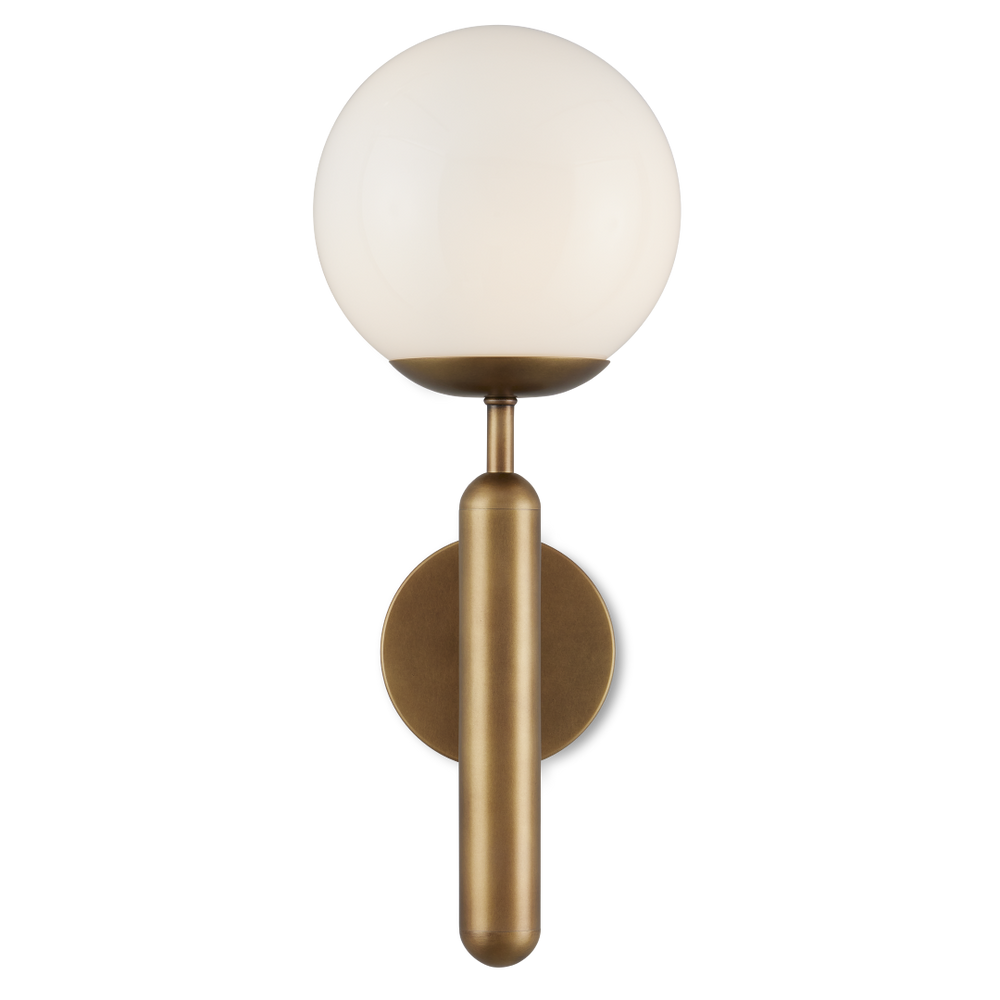 Barbican Elegant Brass Wall Sconce with Translucent Glass Globe - Modern Lighting for Bathrooms