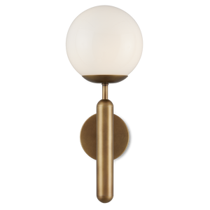 Barbican Elegant Brass Wall Sconce with Translucent Glass Globe - Modern Lighting for Bathrooms
