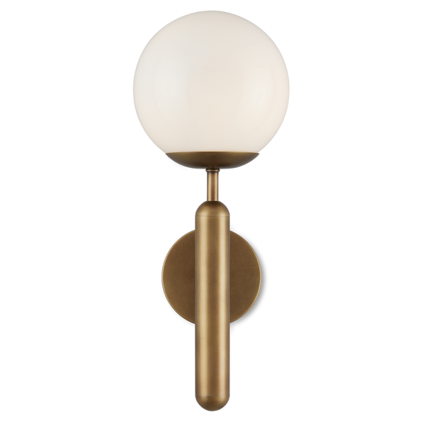 Barbican Elegant Brass Wall Sconce with Translucent Glass Globe - Modern Lighting for Bathrooms