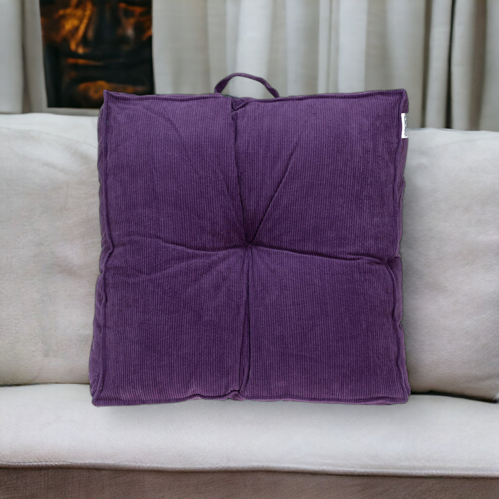 Homeroots Corduroy Styled Purple Tufted Floor Pillow   402730
