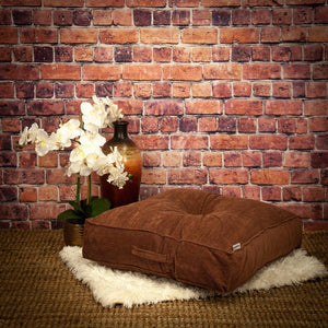 Homeroots Corduroy Styled Dark Brown Tufted Floor Pillow   402732