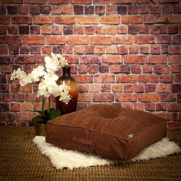 Homeroots Corduroy Styled Dark Brown Tufted Floor Pillow   402732