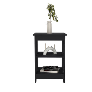 English Elm Side Table Rossville Black - Modern Engineered Wood End Table with Two Open Shelves, Durable Design, Easy Assembly (34.6x20.9x3.1) B092P191180