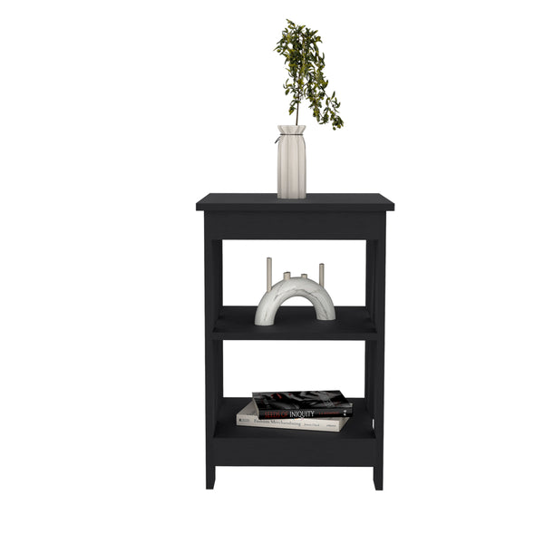 English Elm Side Table Rossville Black - Modern Engineered Wood End Table with Two Open Shelves, Durable Design, Easy Assembly (34.6x20.9x3.1) B092P191180