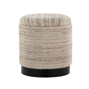 English Elm 18" Handwoven Wool Storage Ottoman with Black Metal Base for Modern Living Rooms B202P471517