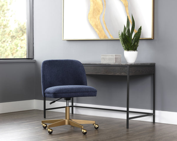 Sunpan Kenna Office Chair - Modern Minimalist Design with Adjustable Height and Gold Steel Base for Mobility Belfast Navy