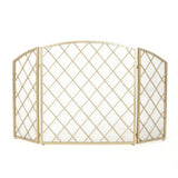 Christopher Knight Home® - Noble House - Amiyah 3 Panelled Iron Fireplace Screen