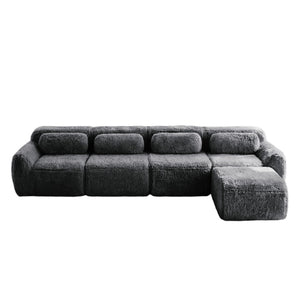 English Elm L-shaped Modular Plush Sectional Sofa with Cloud Foam Cushions for Cozy Living Spaces Dark Grey W714S01554