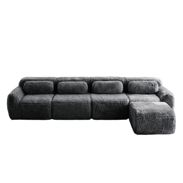 English Elm L-shaped Modular Plush Sectional Sofa with Cloud Foam Cushions for Cozy Living Spaces Dark Grey W714S01554