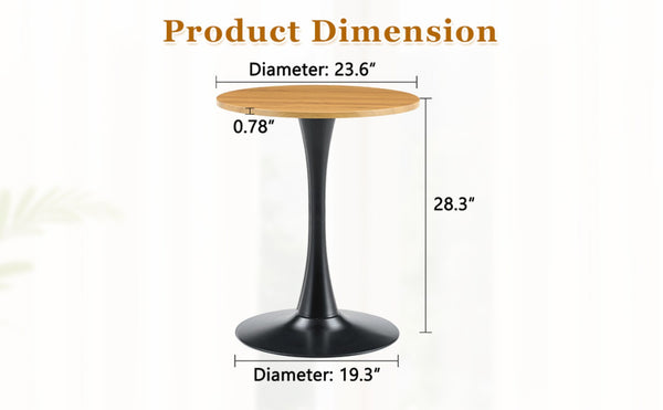 English Elm Round Faux Marble Tulip Dining Table Mid Century Pedestal Base for Compact Kitchens Wood W2920P395714