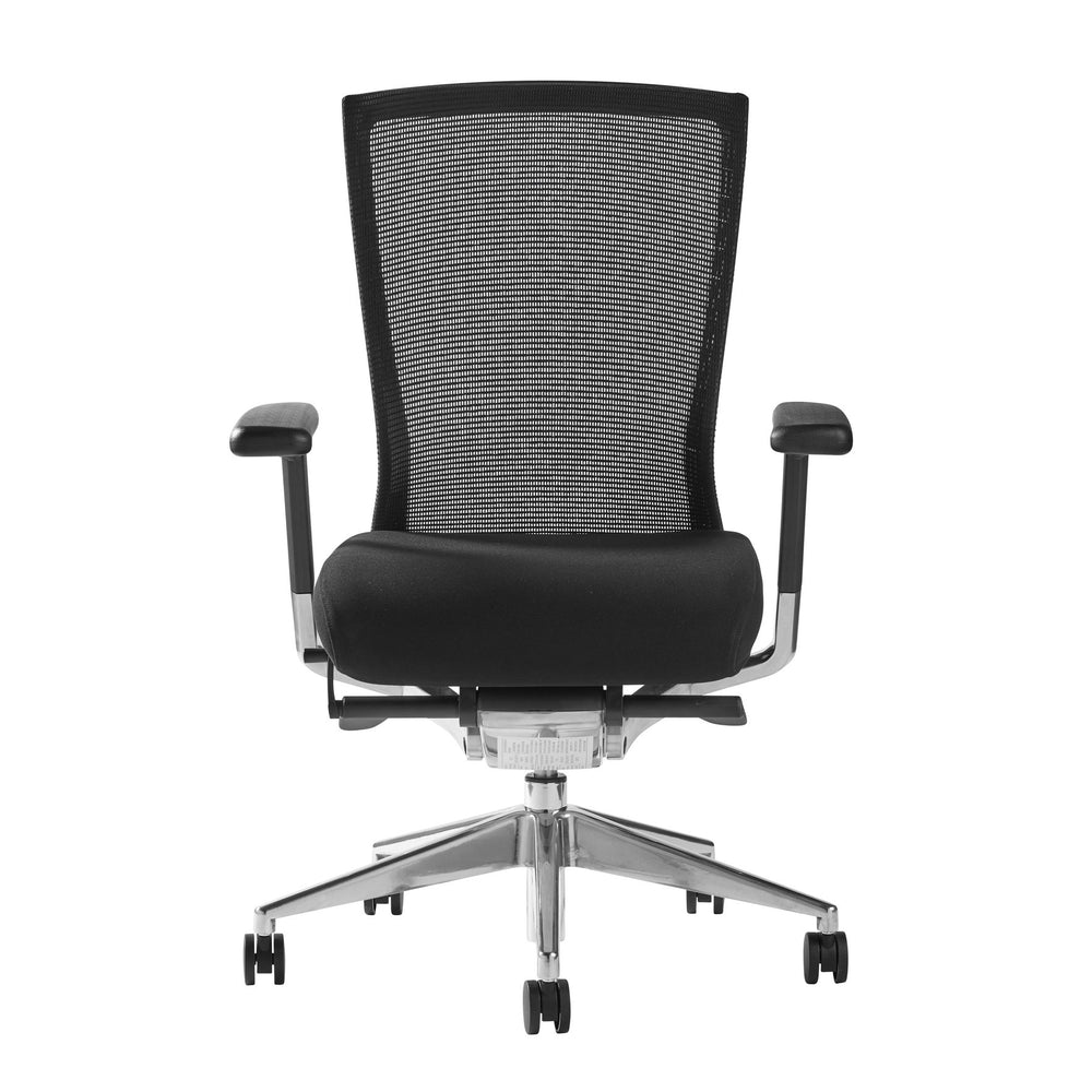 Oroblanco Ergonomic High Back Office Chair - Sleek Black Mesh & Fabric with Polished Aluminum Base