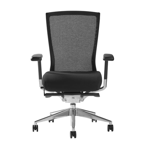 Oroblanco Ergonomic High Back Office Chair - Sleek Black Mesh & Fabric with Polished Aluminum Base