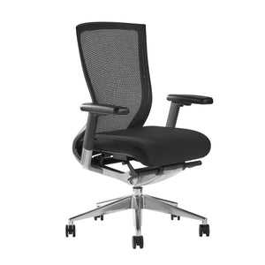 Oroblanco Ergonomic High Back Office Chair - Sleek Black Mesh & Fabric with Polished Aluminum Base