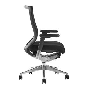 Oroblanco Ergonomic High Back Office Chair - Sleek Black Mesh & Fabric with Polished Aluminum Base