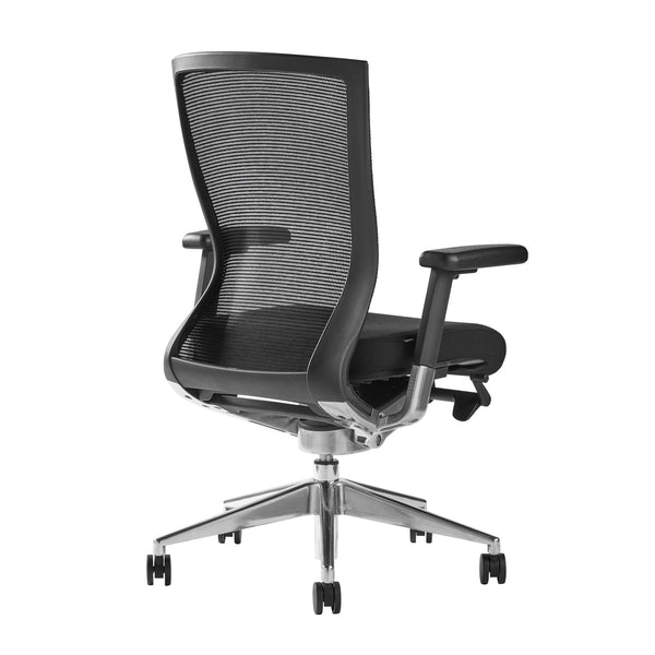 Oroblanco Ergonomic High Back Office Chair - Sleek Black Mesh & Fabric with Polished Aluminum Base
