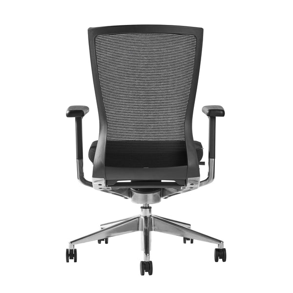 Oroblanco Ergonomic High Back Office Chair - Sleek Black Mesh & Fabric with Polished Aluminum Base