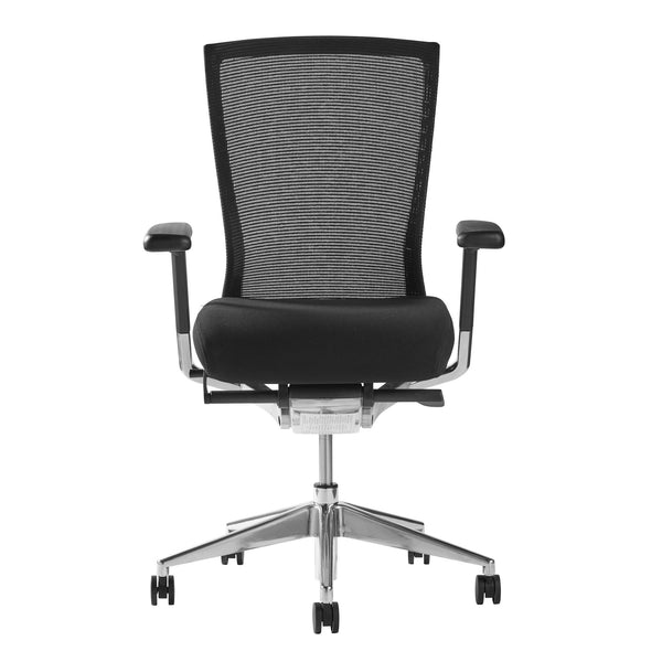Oroblanco Ergonomic High Back Office Chair - Sleek Black Mesh & Fabric with Polished Aluminum Base
