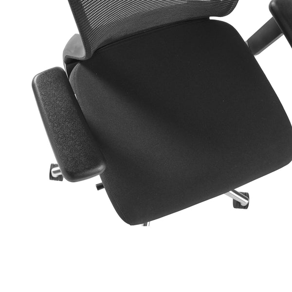 Oroblanco Ergonomic High Back Office Chair - Sleek Black Mesh & Fabric with Polished Aluminum Base
