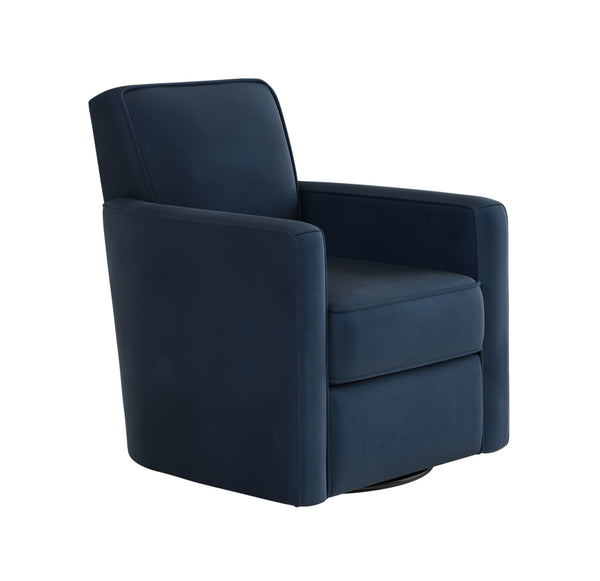 Fusion Bella Midnight Swivel Glider Chair - Stylish Blue Accent With 360° Motion & Reversible Cushion Comfort Blue W ,100% Polyester 402g-c Bella Midnight Swivel Glider