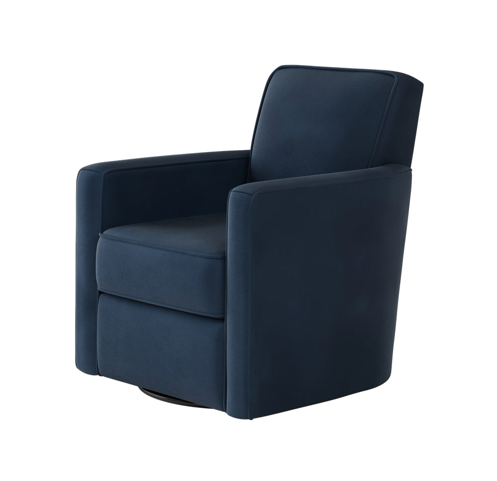 Fusion Bella Midnight Swivel Glider Chair - Stylish Blue Accent With 360° Motion & Reversible Cushion Comfort Blue W ,100% Polyester 402g-c Bella Midnight Swivel Glider