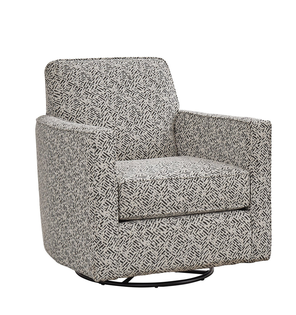 Fusion Wowza Dusk Welsh Slate Swivel Glider Chair - Grey & White, Reversible Cushion, Durable Elegance Grey And White S ,100% Polyester 402g Welsh Slate Swivel Glider