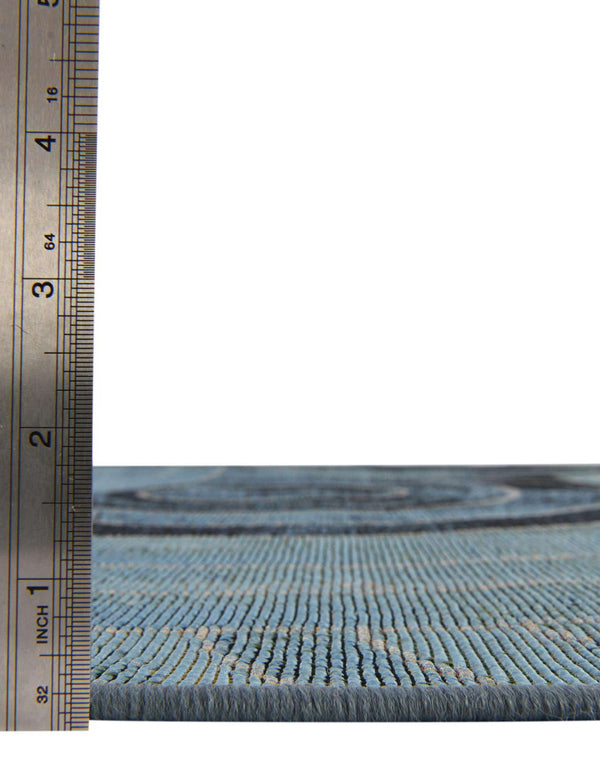 Unique Loom Outdoor Modern Rippling Machine Made Geometric Rug Light Blue, Navy Blue/Blue 8' 0" x 8' 0"