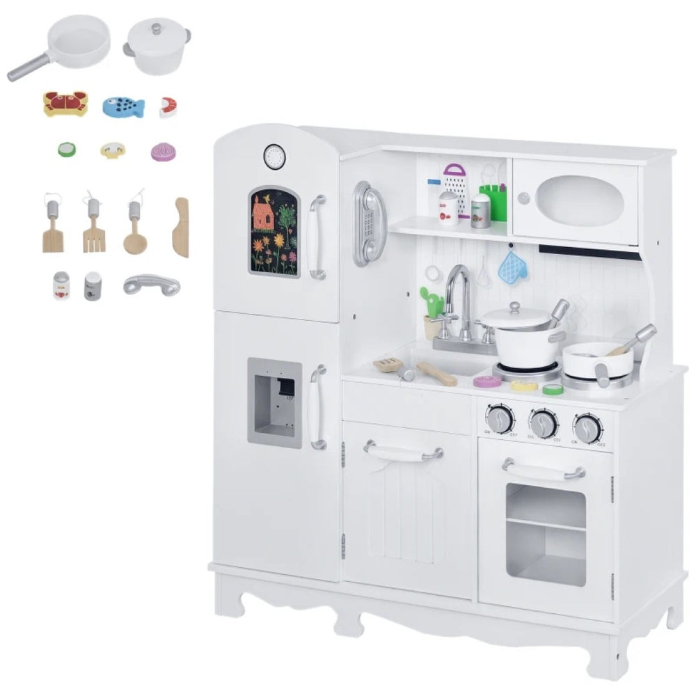 English Elm Wooden Kids Kitchen Playset Pine Mdf Pretend Cooking Toy with 15 Accessories T3971P440765