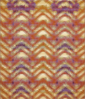 Unique Loom Outdoor Modern Aztec Machine Made Geometric Rug Red, Cream/Beige/Violet 10' 0" x 12' 2"