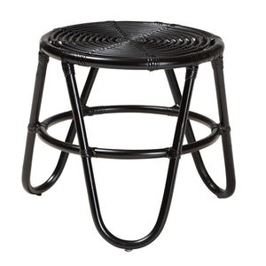 English Elm Modern Handcrafted Rattan Round End Table Bohemian Woven Accent for Living Room B2750P420427