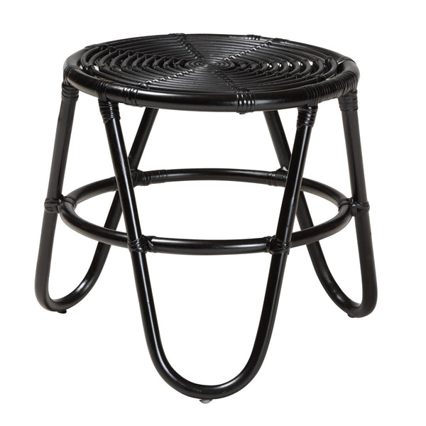 English Elm Modern Handcrafted Rattan Round End Table Bohemian Woven Accent for Living Room B2750P420427