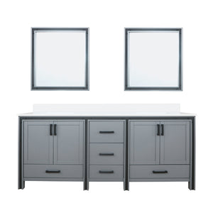 English Elm Dark Grey Double Bath Vanity With Cultured Marble Top, Mirrors, And Ample Storage Space Solutions B2731S00940