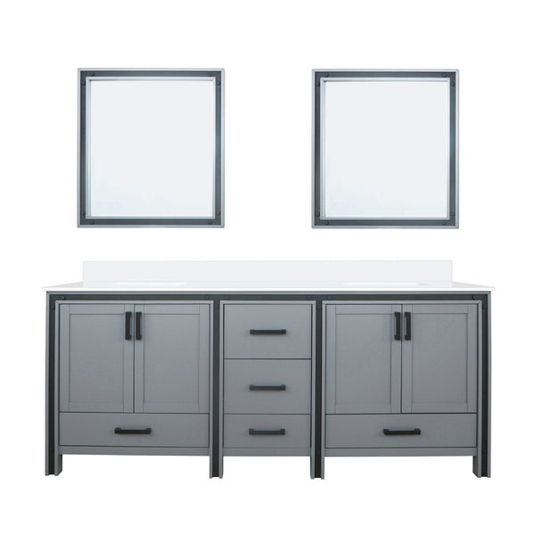 English Elm Dark Grey Double Bath Vanity With Cultured Marble Top, Mirrors, And Ample Storage Space Solutions B2731S00940