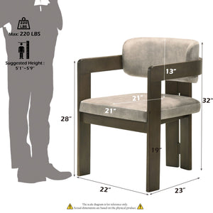 English Elm Destin 8PC Dining Set with Ceramic & Tempered Glass Top, Walnut Frame, Light Gray Microfiber Chairs B2726S00364
