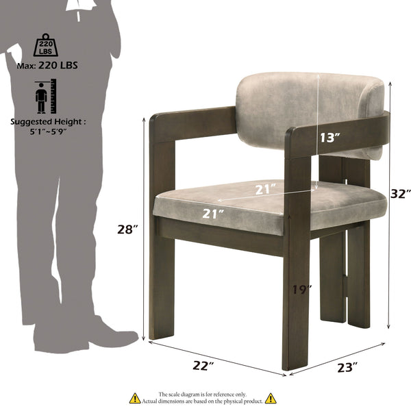 English Elm Destin 8PC Dining Set with Ceramic & Tempered Glass Top, Walnut Frame, Light Gray Microfiber Chairs B2726S00364