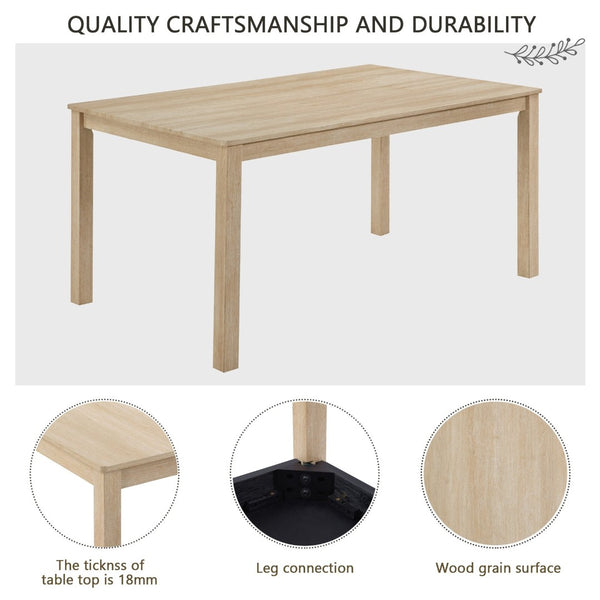 English Elm 6 Piece Rubberwood Dining Set with Bench and Linen Chairs for Transitional Kitchen W1998S00085