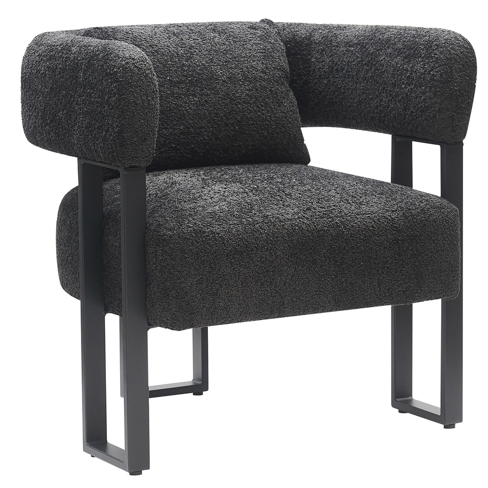 Worldwide Home Furnishings Scarlet-accent Chair – Modern Bucket-style Design With Textured Boucle Fabric For Elegant Seating Charcoal,Black Boucle Fabric,Metal 403-108ch